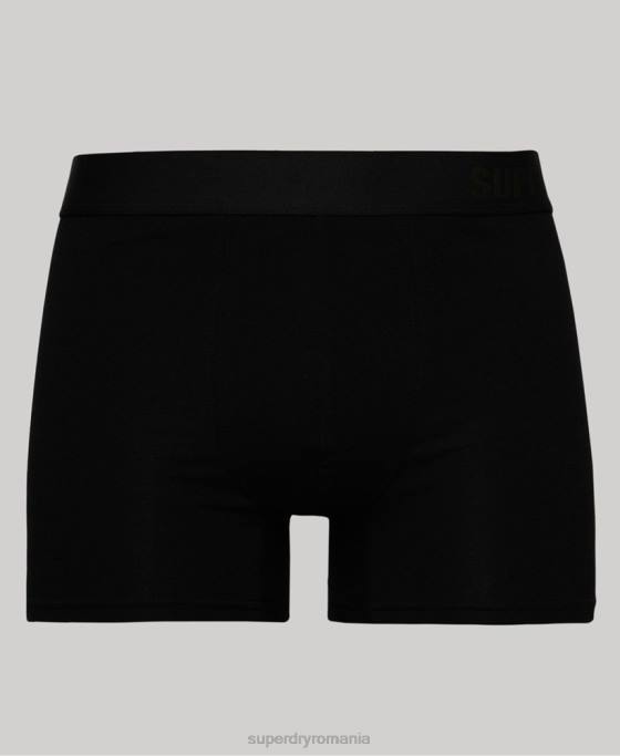 Superdry boxer offset din bumbac organic pachet dublu îmbrăcăminte negru bărbați JX0Z1864