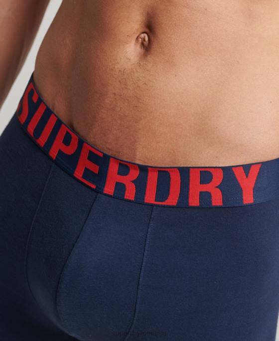 Superdry boxeri din bumbac organic cu logo dublu pachet dublu îmbrăcăminte marina bărbați JX0Z1621