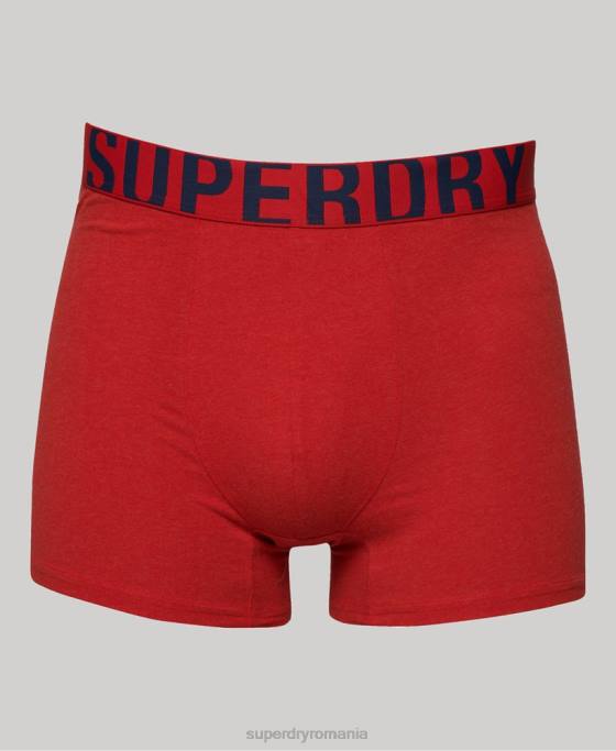 Superdry boxeri din bumbac organic cu logo dublu pachet dublu îmbrăcăminte marina bărbați JX0Z1621