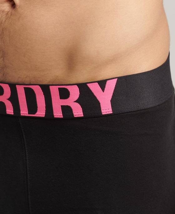 Superdry boxeri din bumbac organic cu logo dublu pachet dublu îmbrăcăminte negru bărbați JX0Z1761