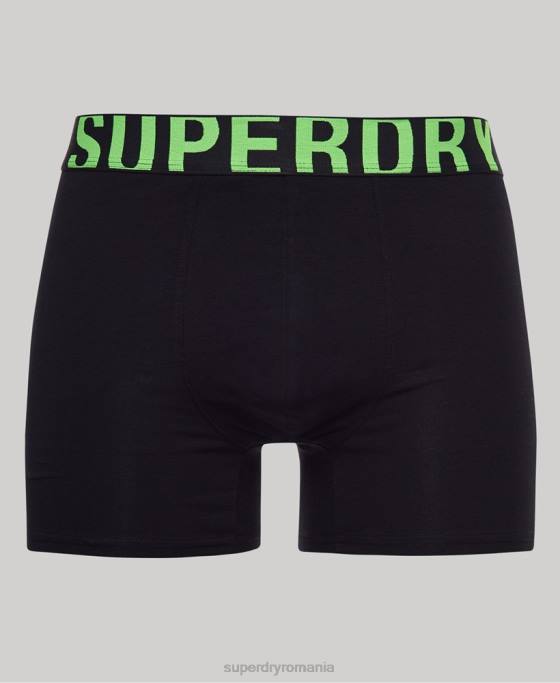 Superdry boxeri din bumbac organic cu logo dublu pachet dublu îmbrăcăminte negru bărbați JX0Z1761