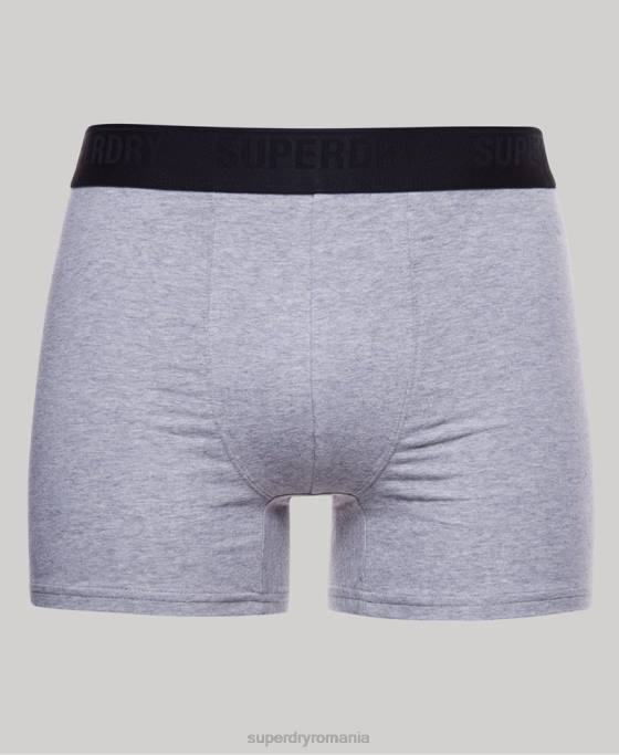 Superdry boxeri din bumbac organic pachet triplu îmbrăcăminte gri bărbați JX0Z1744