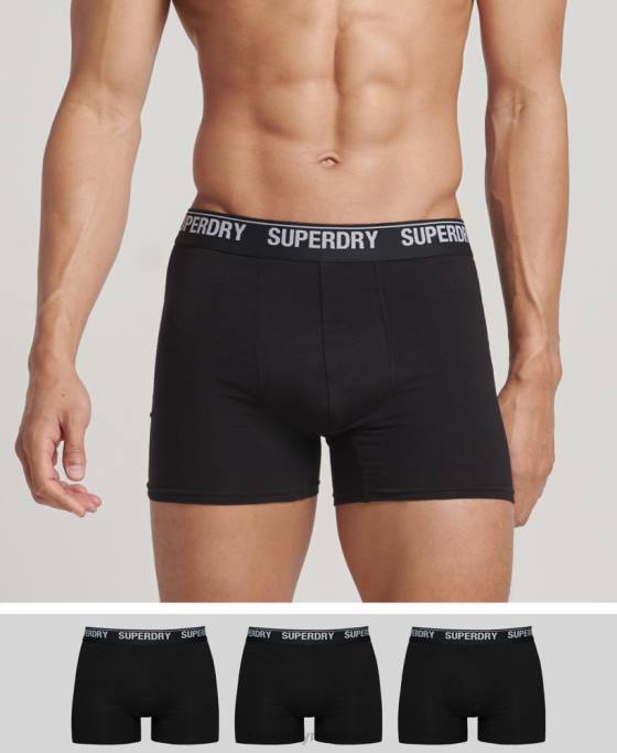 Superdry boxeri din bumbac organic pachet triplu îmbrăcăminte negru bărbați JX0Z1597