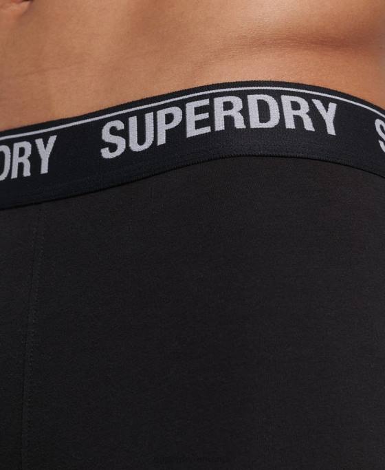 Superdry boxeri din bumbac organic pachet triplu îmbrăcăminte negru bărbați JX0Z1597