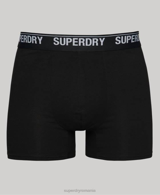 Superdry boxeri din bumbac organic pachet triplu îmbrăcăminte negru bărbați JX0Z1597