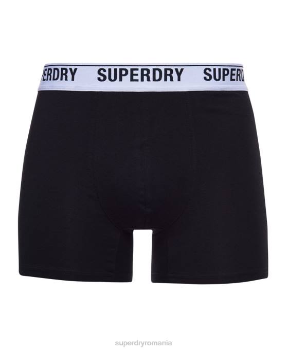 Superdry boxeri din bumbac organic pachet triplu îmbrăcăminte negru bărbați JX0Z1622