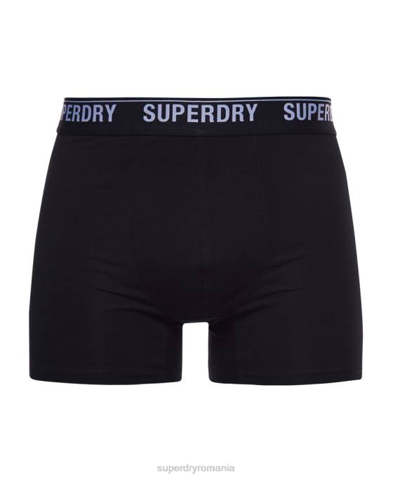 Superdry boxeri din bumbac organic pachet triplu îmbrăcăminte negru bărbați JX0Z1622