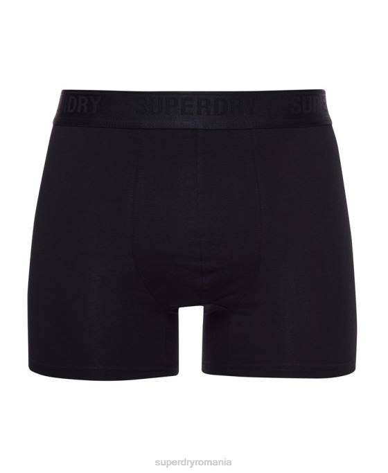 Superdry boxeri din bumbac organic pachet triplu îmbrăcăminte negru bărbați JX0Z1622
