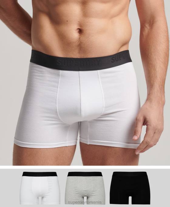Superdry boxeri din bumbac organic pachet triplu îmbrăcăminte negru bărbați JX0Z1820