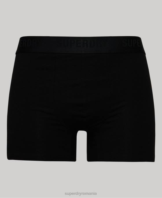 Superdry boxeri din bumbac organic pachet triplu îmbrăcăminte negru bărbați JX0Z1820