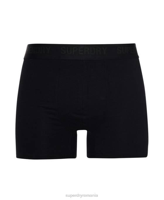 Superdry boxeri din bumbac organic pachet triplu îmbrăcăminte negru bărbați JX0Z1846