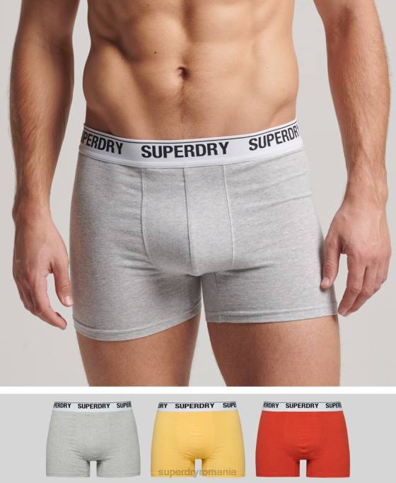 Superdry boxeri din bumbac organic pachet triplu îmbrăcăminte portocale bărbați JX0Z1618