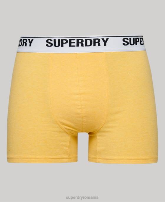 Superdry boxeri din bumbac organic pachet triplu îmbrăcăminte portocale bărbați JX0Z1618