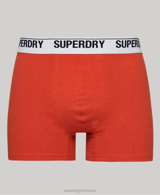 Superdry boxeri din bumbac organic pachet triplu îmbrăcăminte portocale bărbați JX0Z1618