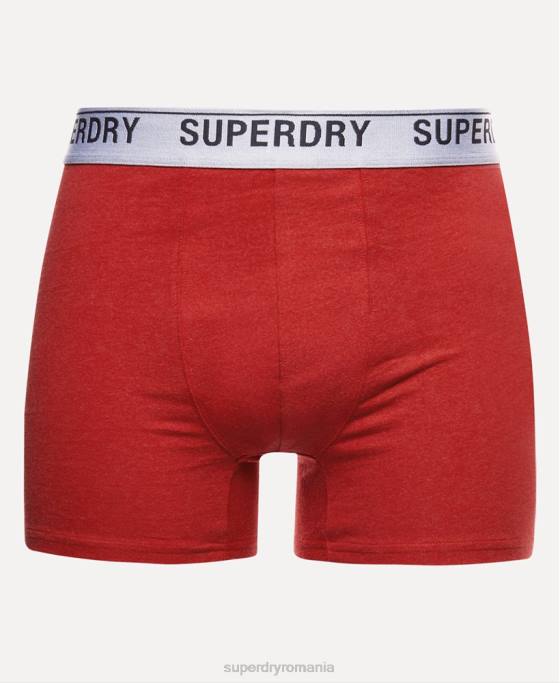 Superdry boxeri din bumbac organic pachet triplu îmbrăcăminte roșu bărbați JX0Z1614
