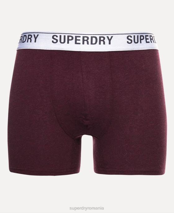 Superdry boxeri din bumbac organic pachet triplu îmbrăcăminte roșu bărbați JX0Z1614