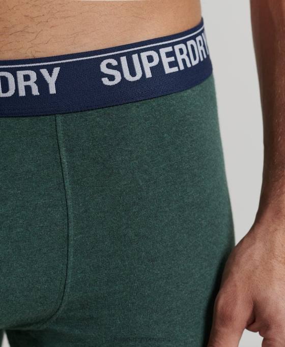 Superdry boxeri din bumbac organic pachet triplu îmbrăcăminte verde bărbați JX0Z1667