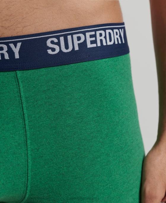 Superdry boxeri din bumbac organic pachet triplu îmbrăcăminte verde bărbați JX0Z1667