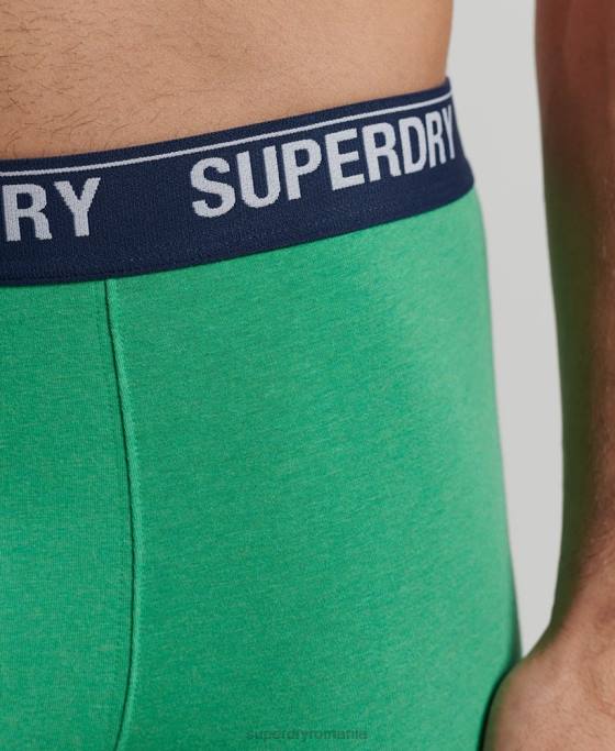 Superdry boxeri din bumbac organic pachet triplu îmbrăcăminte verde bărbați JX0Z1667