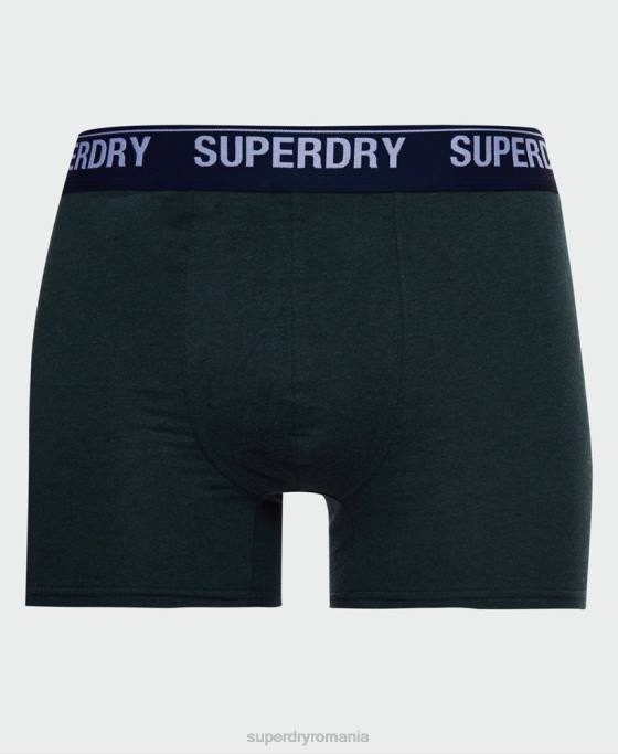 Superdry boxeri din bumbac organic pachet triplu îmbrăcăminte verde bărbați JX0Z1667