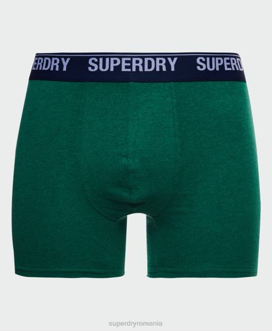 Superdry boxeri din bumbac organic pachet triplu îmbrăcăminte verde bărbați JX0Z1667