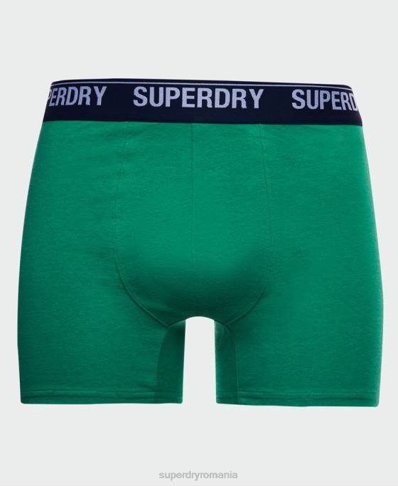 Superdry boxeri din bumbac organic pachet triplu îmbrăcăminte verde bărbați JX0Z1667