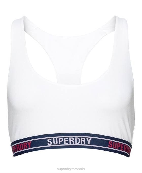 Superdry bralet crop din bumbac organic cu mai multe sigle îmbrăcăminte alb femei JX0Z6546