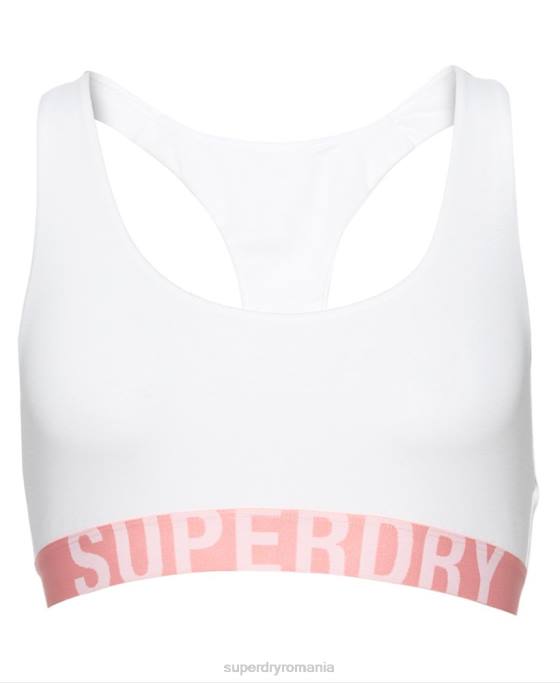 Superdry bralette cu logo mare din bumbac organic îmbrăcăminte alb femei JX0Z4275
