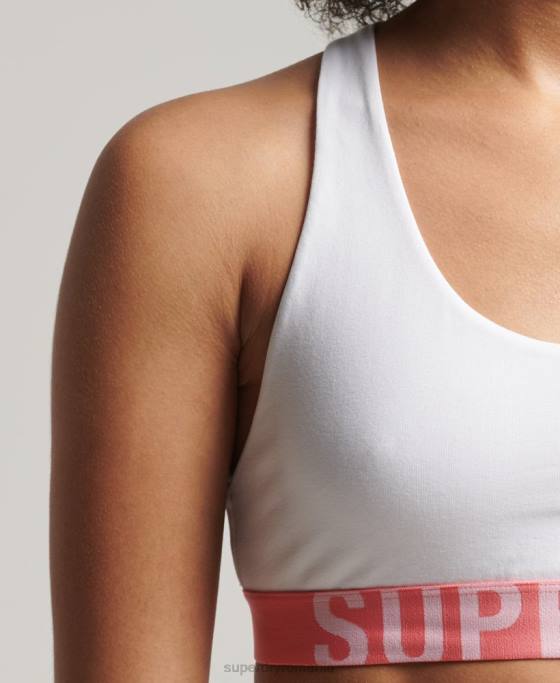 Superdry bralette cu logo mare din bumbac organic îmbrăcăminte alb femei JX0Z4275