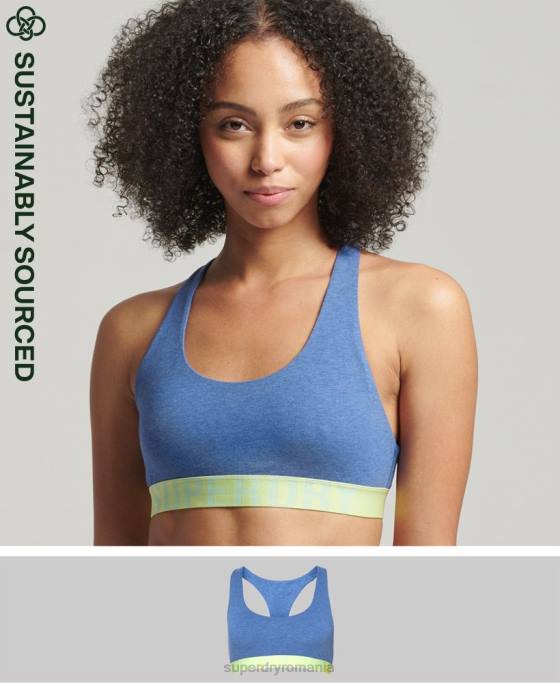 Superdry bralette cu logo mare din bumbac organic îmbrăcăminte albastru femei JX0Z4277