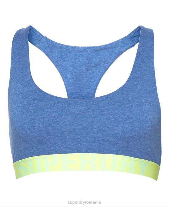Superdry bralette cu logo mare din bumbac organic îmbrăcăminte albastru femei JX0Z4277