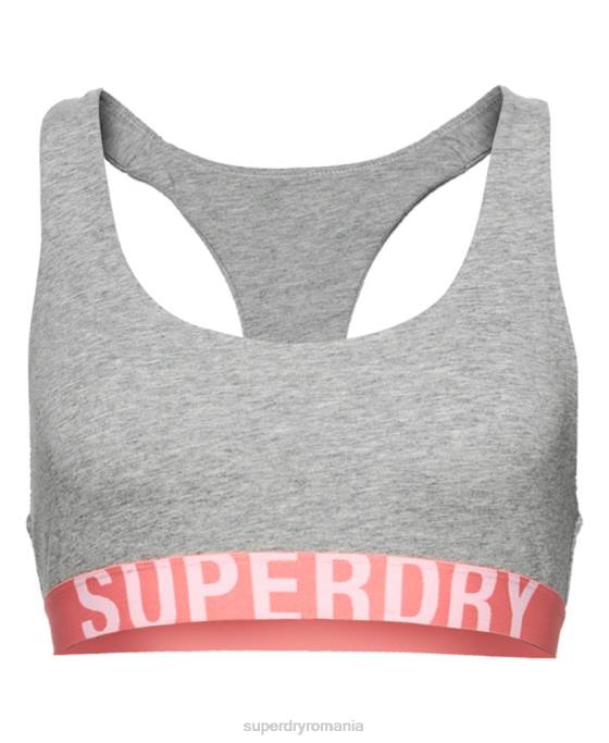 Superdry bralette cu logo mare din bumbac organic îmbrăcăminte gri deschis femei JX0Z6622