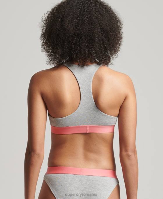 Superdry bralette cu logo mare din bumbac organic îmbrăcăminte gri deschis femei JX0Z6622