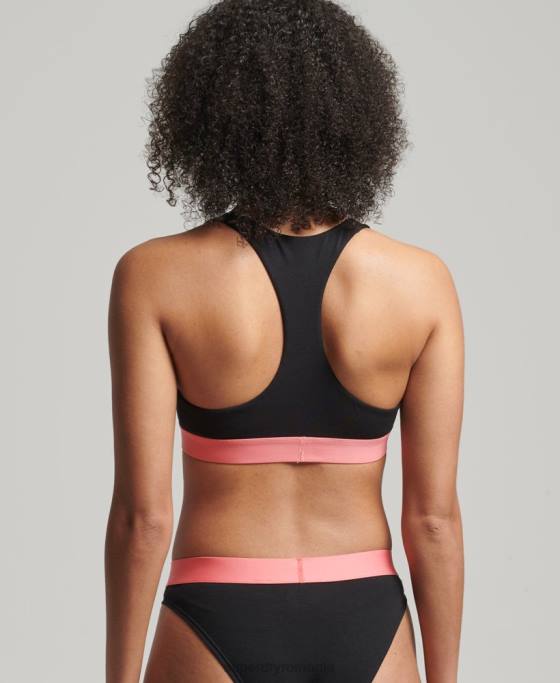 Superdry bralette cu logo mare din bumbac organic îmbrăcăminte negru femei JX0Z4219