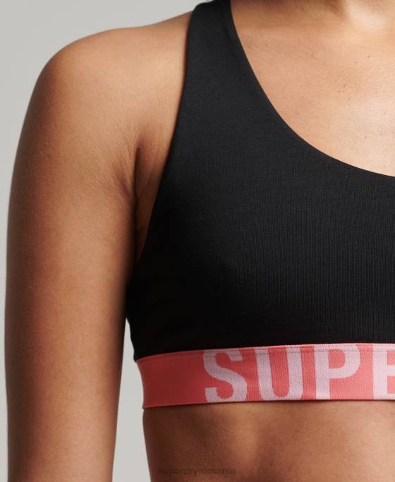 Superdry bralette cu logo mare din bumbac organic îmbrăcăminte negru femei JX0Z4219