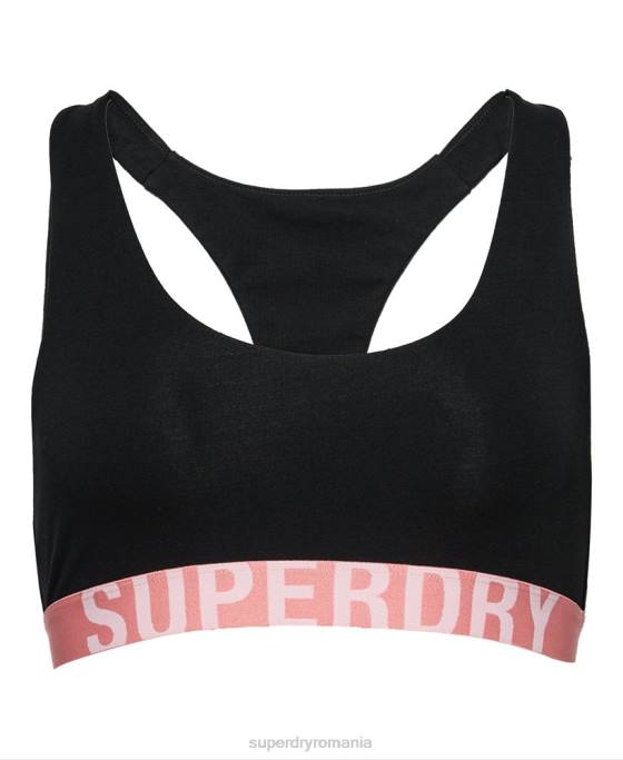 Superdry bralette cu logo mare din bumbac organic îmbrăcăminte negru femei JX0Z4219