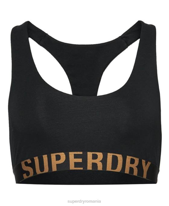 Superdry bralette cu logo mare din bumbac organic îmbrăcăminte negru femei JX0Z6565