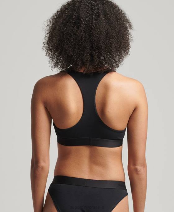 Superdry bralette cu logo mare din bumbac organic îmbrăcăminte negru femei JX0Z6565