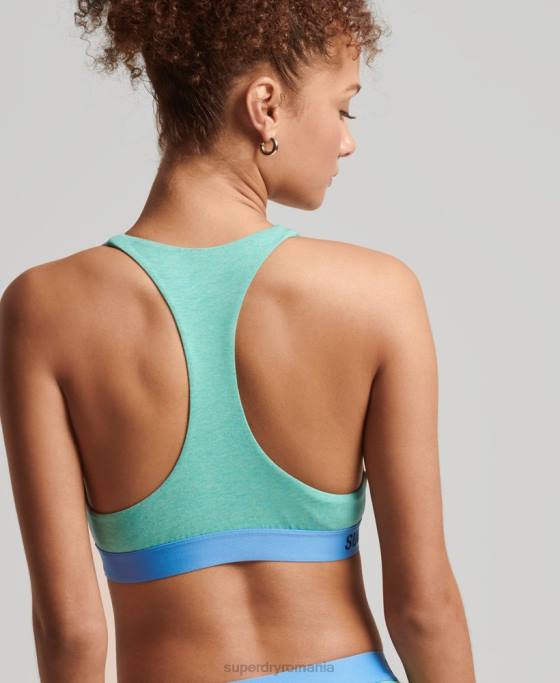 Superdry bralette cu logo offset din bumbac organic îmbrăcăminte verde femei JX0Z6545