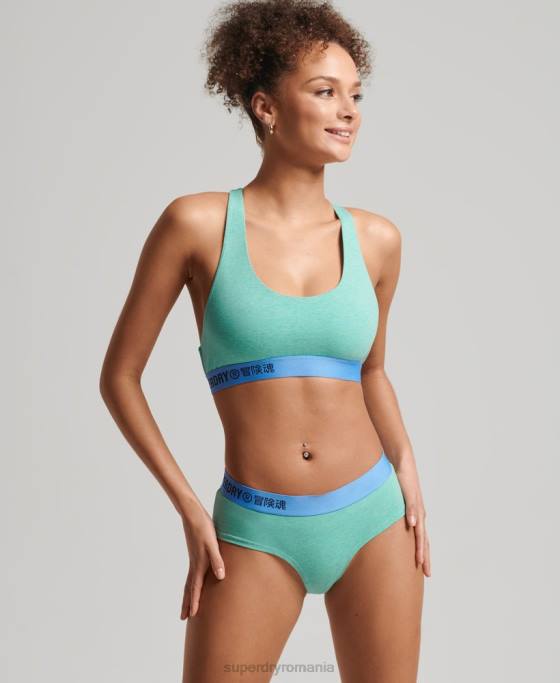 Superdry bralette cu logo offset din bumbac organic îmbrăcăminte verde femei JX0Z6545
