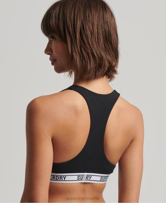 Superdry bralette decupate din bumbac organic îmbrăcăminte negru femei JX0Z4338