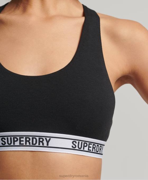 Superdry bralette decupate din bumbac organic îmbrăcăminte negru femei JX0Z4338