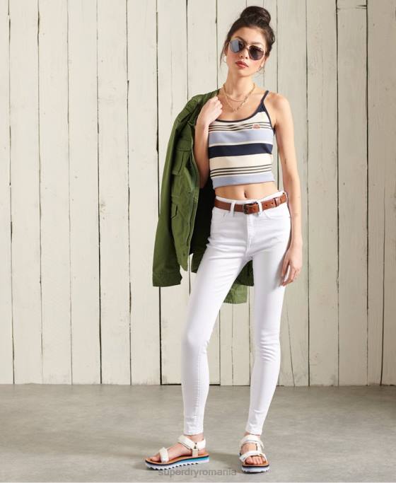 Superdry bumbac organic cali stripe vesta top îmbrăcăminte albastru femei JX0Z3076