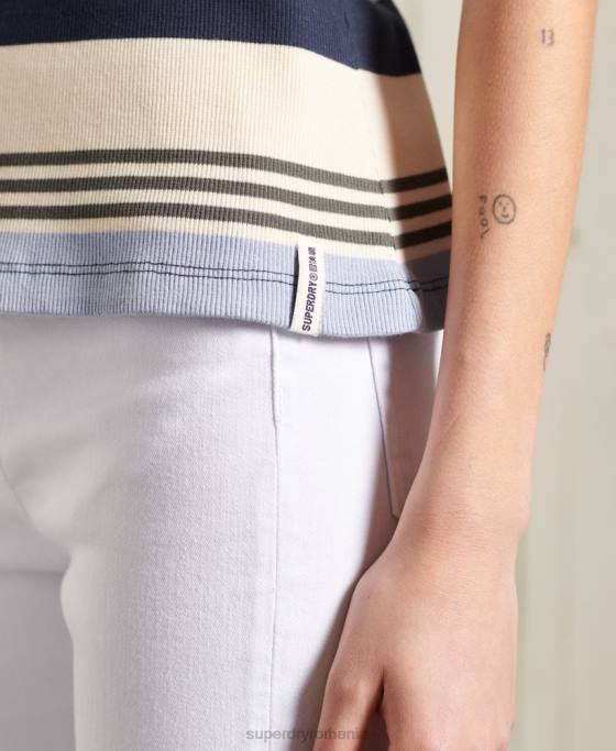 Superdry bumbac organic cali stripe vesta top îmbrăcăminte albastru femei JX0Z3076