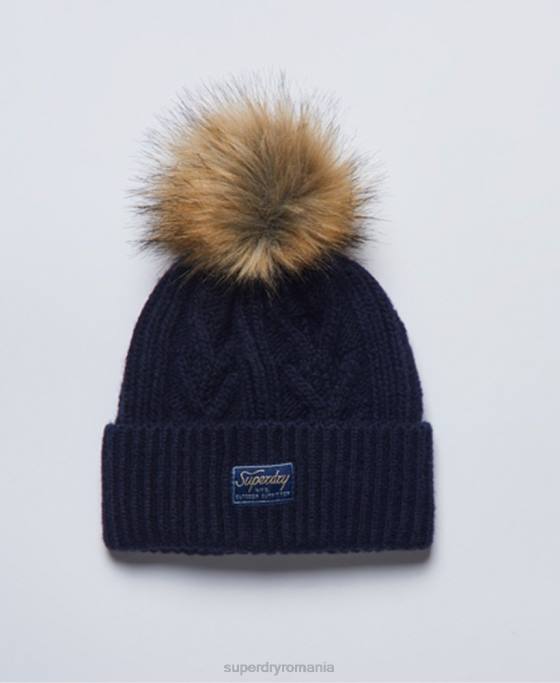 Superdry cablu lux beanie accesorii marina femei JX0Z4284