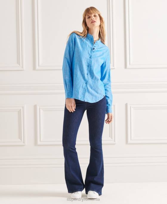 Superdry camasa bunic studios in in îmbrăcăminte albastru femei JX0Z3066