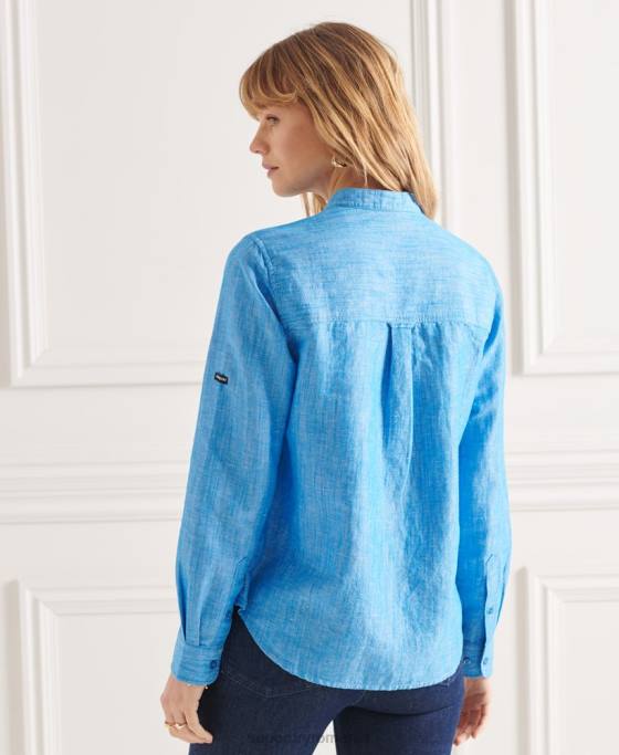 Superdry camasa bunic studios in in îmbrăcăminte albastru femei JX0Z3066