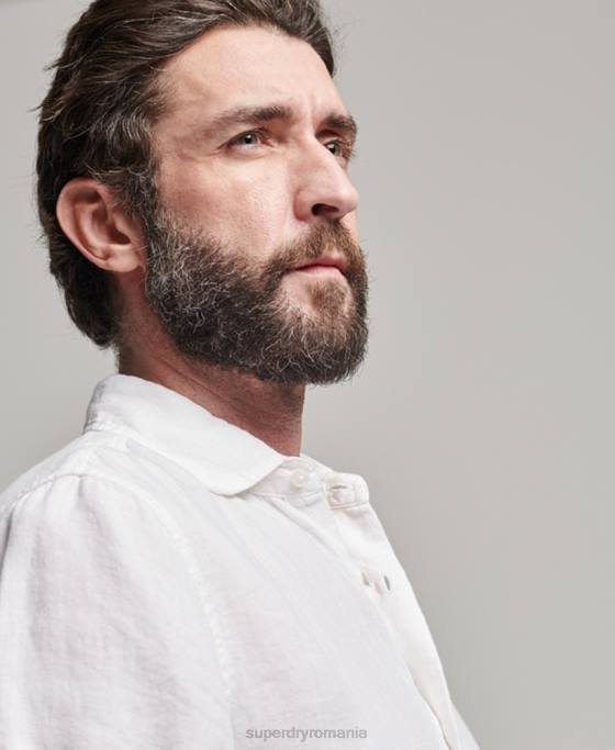 Superdry camasa casual studios din in îmbrăcăminte alb bărbați JX0Z2