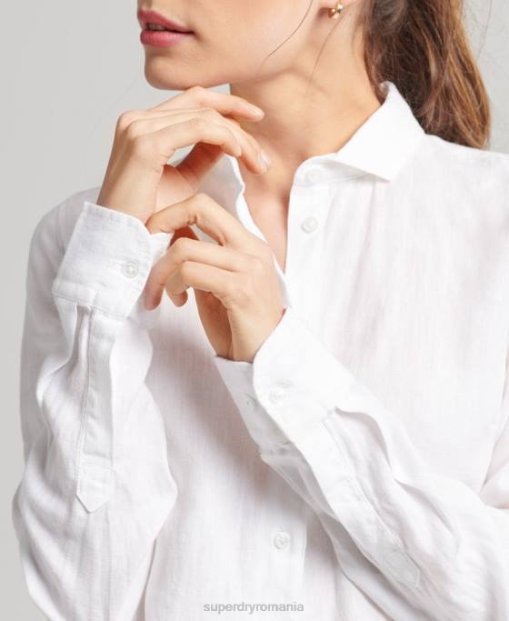 Superdry camasa cu maneca lunga in in studios îmbrăcăminte alb femei JX0Z6516