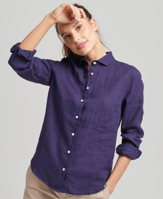 Superdry camasa cu maneca lunga in in studios îmbrăcăminte marina femei JX0Z6513